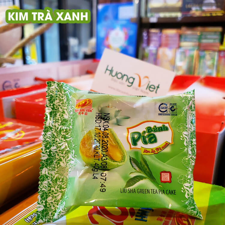 Bánh pía kim sa trà xanh Tân Huê Viên 12 bánh (túi 500gr)