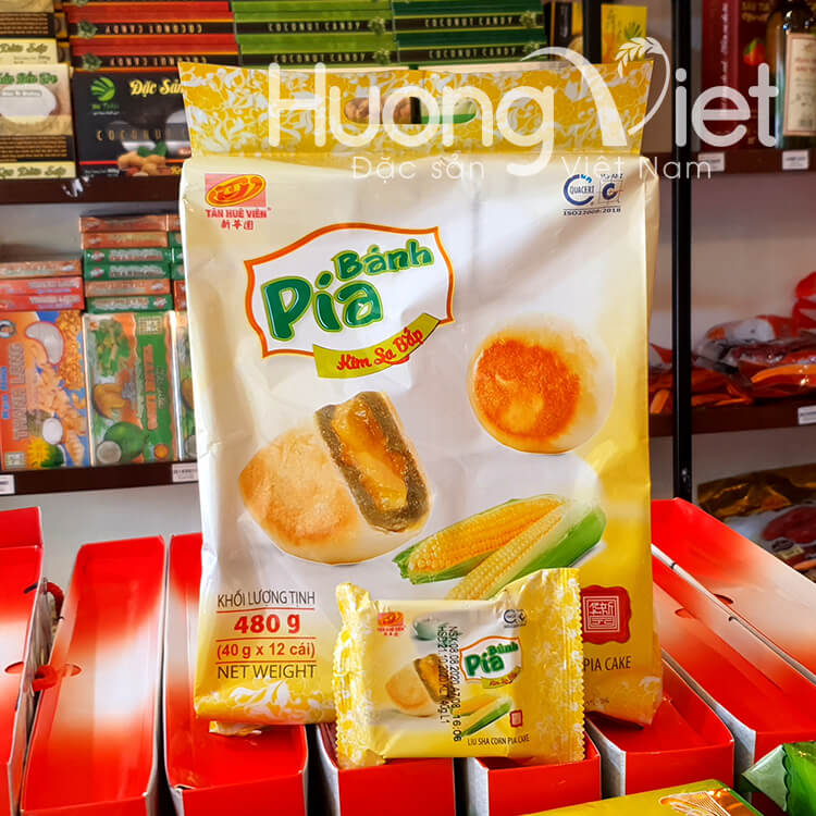 Bánh pía kim sa chay bắp mini Tân Huê Viên 12 bánh (túi 500gr)
