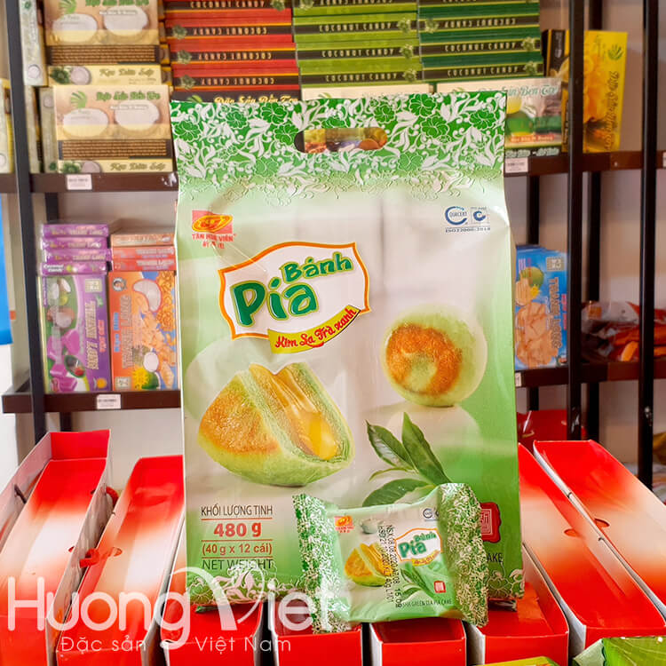 Bánh pía kim sa trà xanh Tân Huê Viên 12 bánh (túi 500gr)