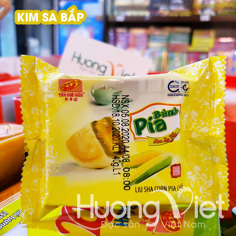 Bánh pía kim sa chay bắp mini Tân Huê Viên 12 bánh (túi 500gr)