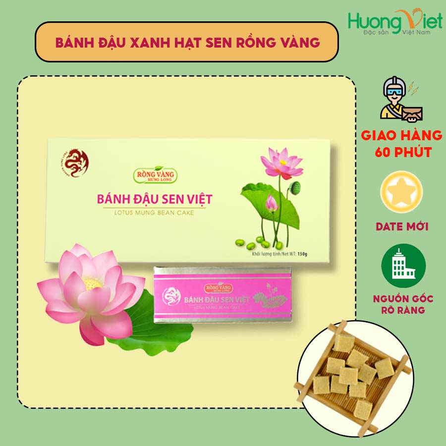 Bánh đậu xanh Rồng Vàng trà xanh 150g