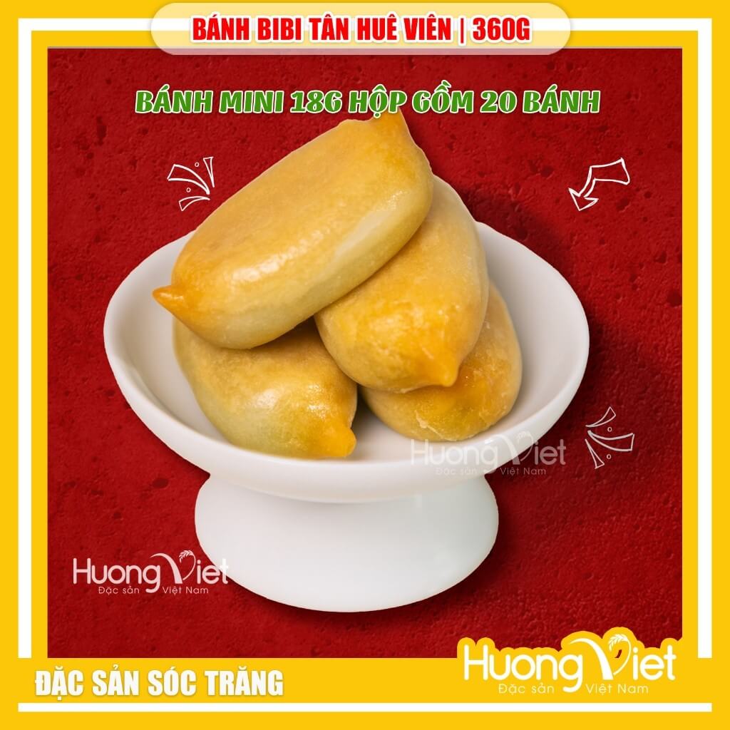Bánh pía Bibi Tân Huê Viên vị Lá Dứa trứng - Ít ngọt, hộp 360g