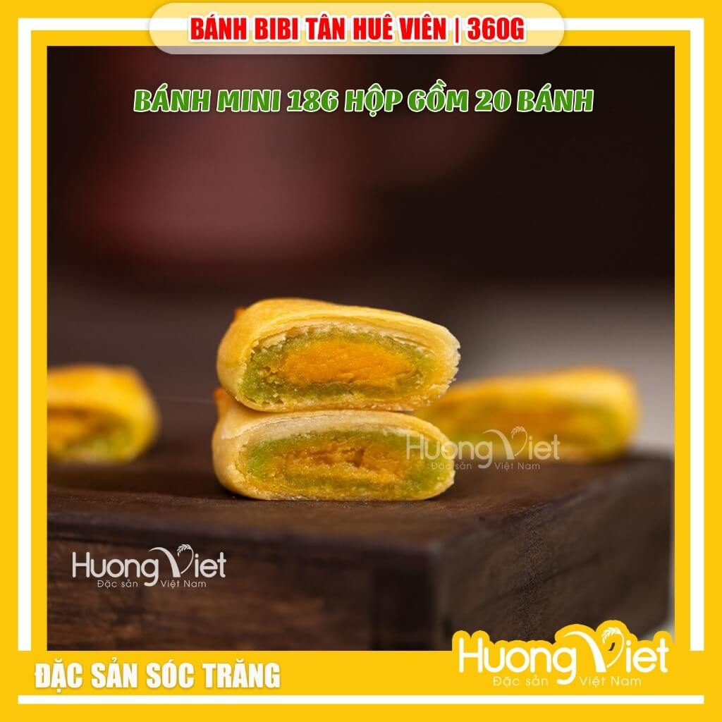 Bánh pía Bibi Tân Huê Viên vị Lá Dứa trứng - Ít ngọt, hộp 360g