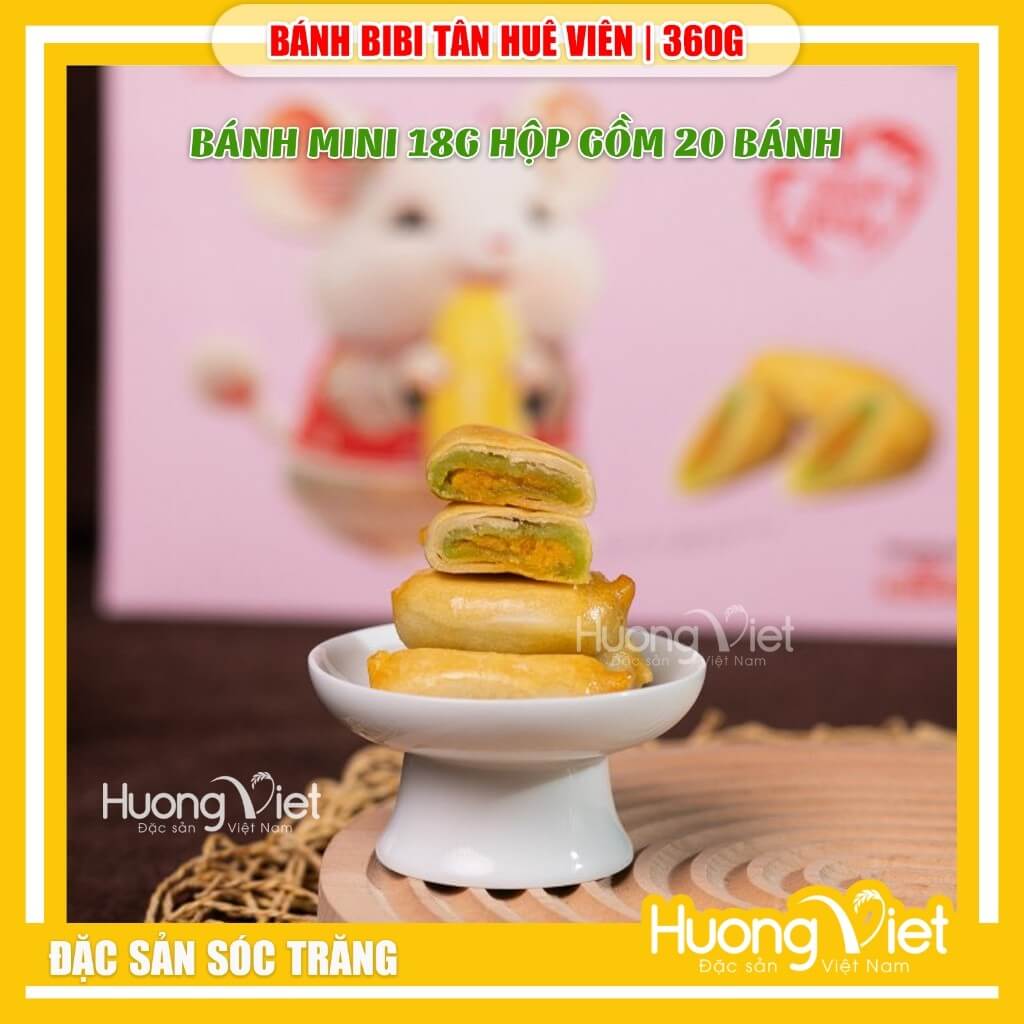 Bánh pía Bibi Tân Huê Viên vị Lá Dứa trứng - Ít ngọt, hộp 360g