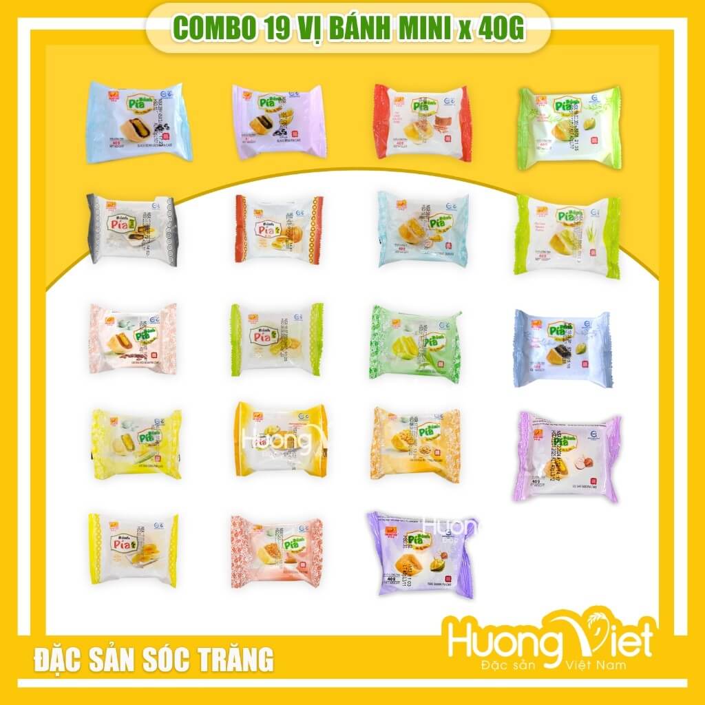 Hộp quà bánh pía "Hoa May Mắn" Tân Huê Viên mix 19 vị mini