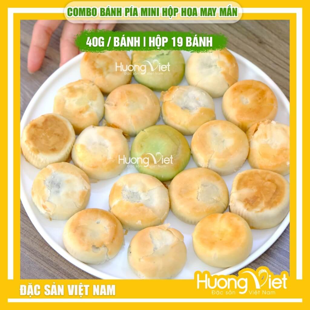 Hộp quà bánh pía "Hoa May Mắn" Tân Huê Viên mix 19 vị mini