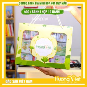 Hộp quà bánh pía "Hoa May Mắn" Tân Huê Viên mix 19 vị mini