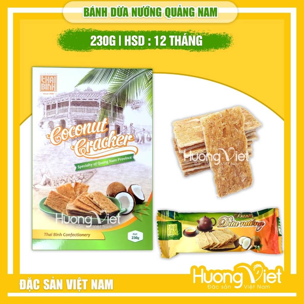 Bánh dừa nướng đặc sản Quảng Nam hiệu Thái Bình (Hộp 230g)