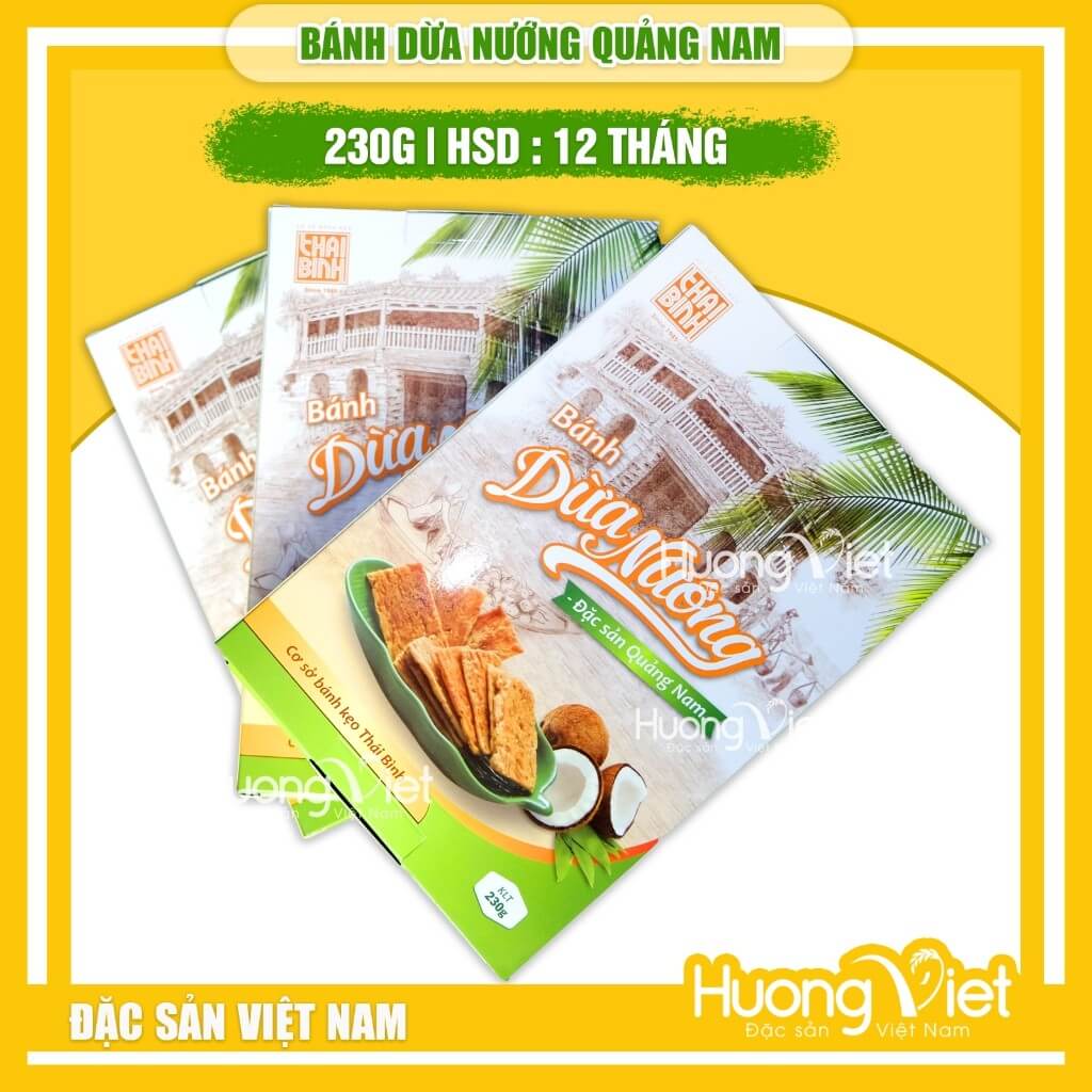 Bánh dừa nướng đặc sản Quảng Nam hiệu Thái Bình (Hộp 230g)
