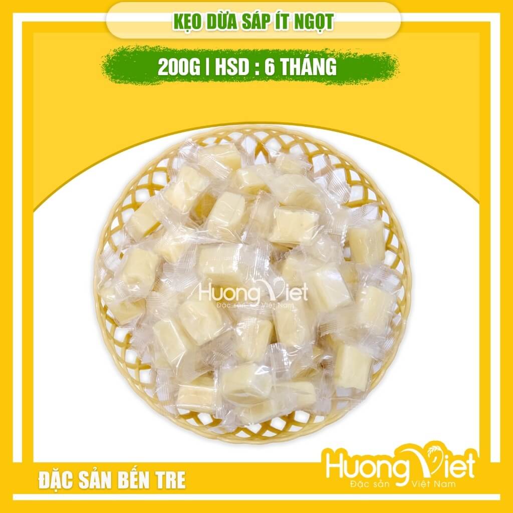 Kẹo dừa sáp Vicosap Trà Vinh vị mật hoa thốt nốt (Hộp 180g)