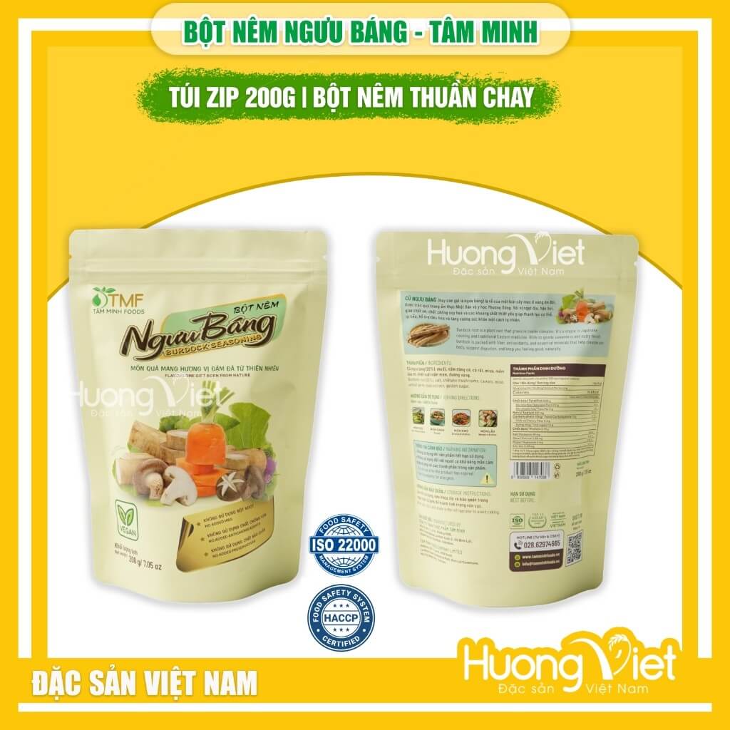 Bột nêm rau củ ngưu báng thuần chay Tâm Minh Foods (Túi 200g)