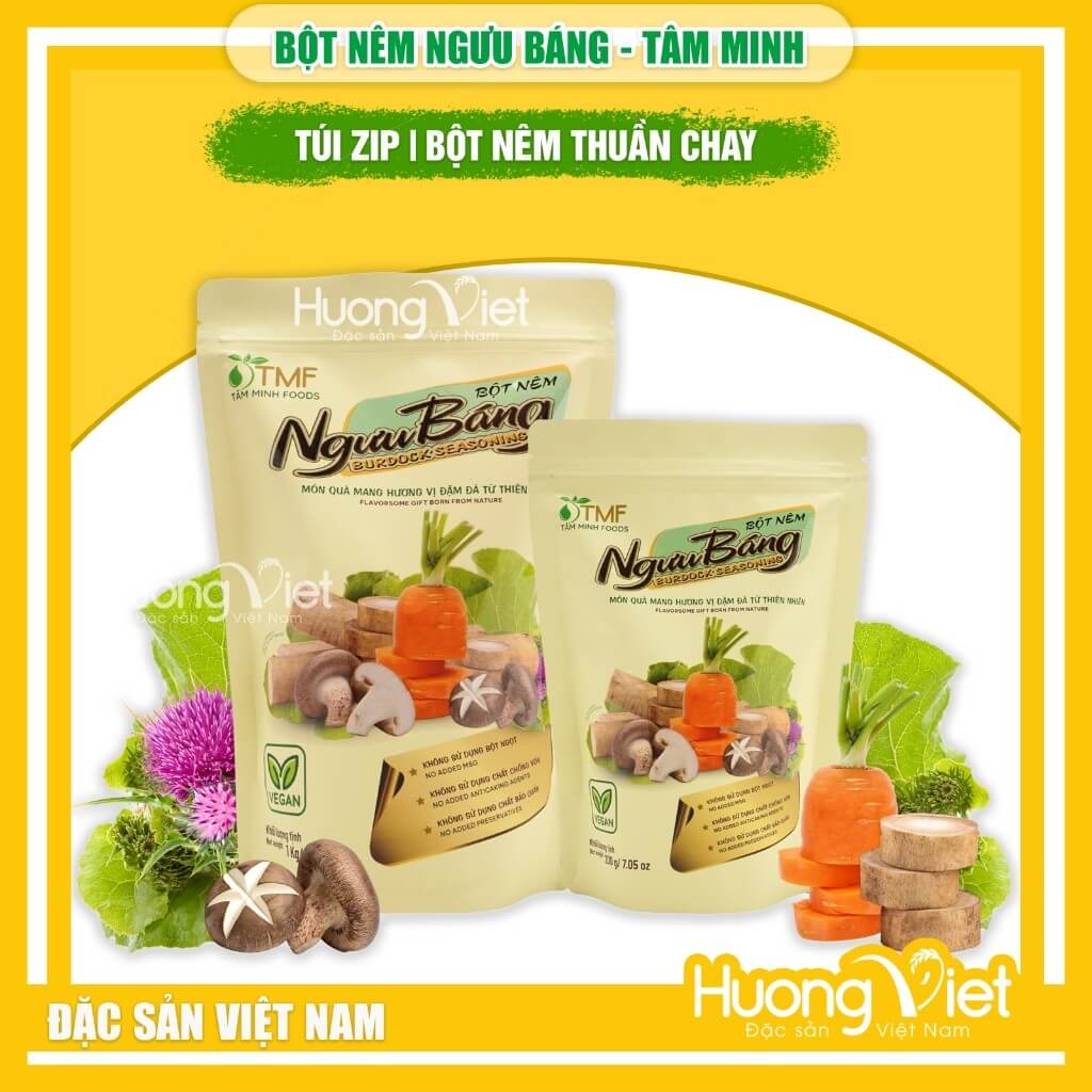 Bột nêm rau củ ngưu báng thuần chay Tâm Minh Foods (Túi 200g)