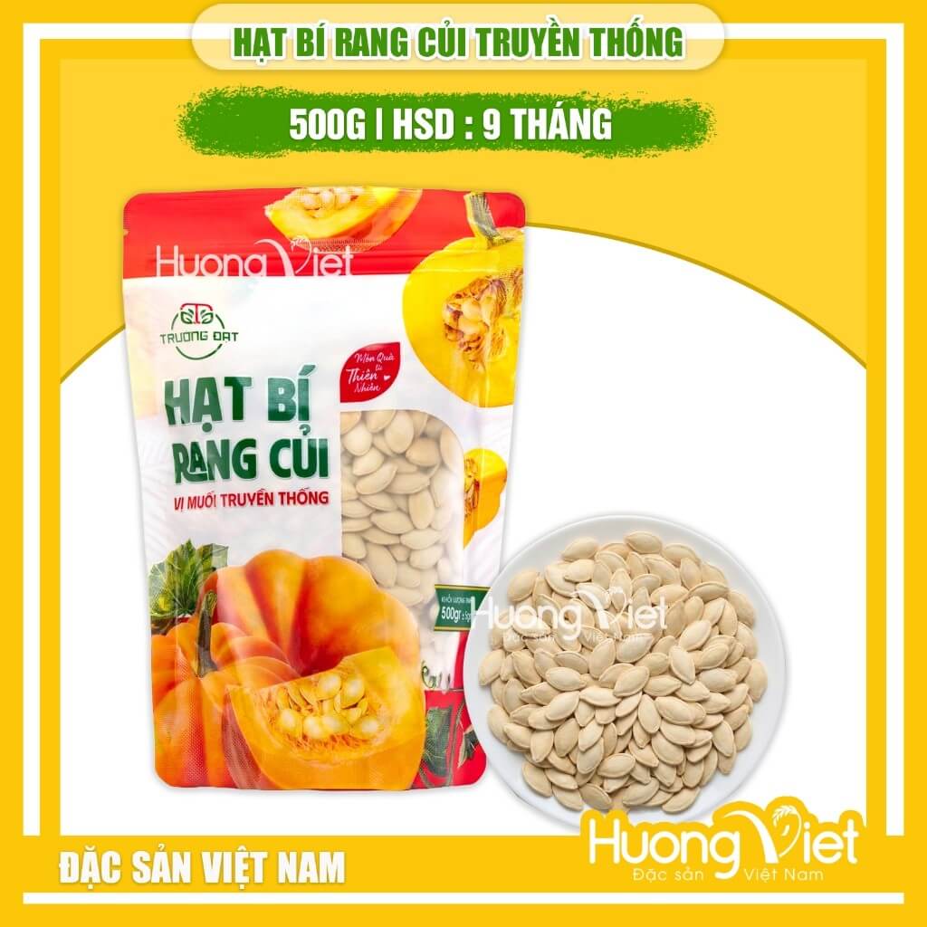 Hạt bí rang củi vị muối Trường Đạt (Túi lớn 500g)