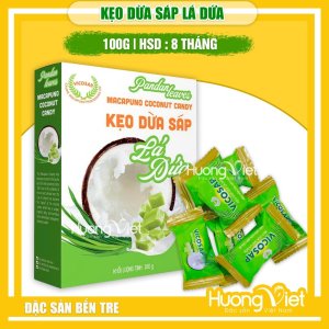 Kẹo dừa sáp Vicosap Trà Vinh vị lá dứa (Hộp 100g)