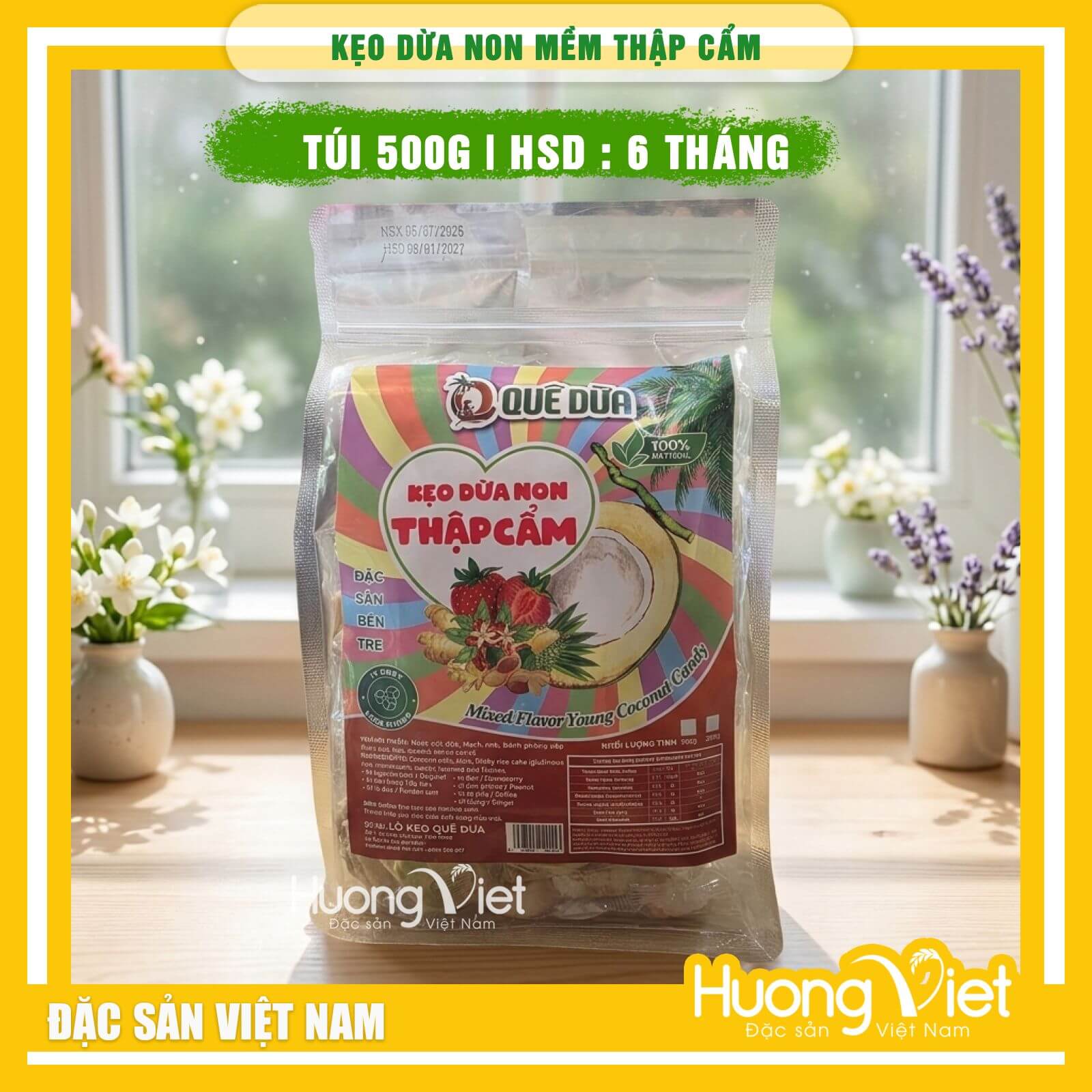 Kẹo dừa non Thập Cẩm Bến Tre - Hiệu Quê Dừa (Túi 500g)