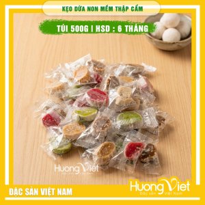 Kẹo dừa non Bến Tre Thập Cẩm - Hiệu Quê Dừa (Túi 500g)