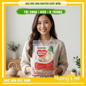 Kẹo dừa non Nguyên Chất Bến Tre - Hiệu Quê Dừa (Túi 500g)