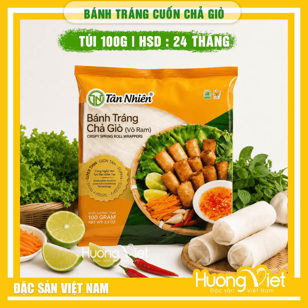 Bánh tráng vỏ ram Tân Nhiên 100g | Dễ cuốn, chiên giòn