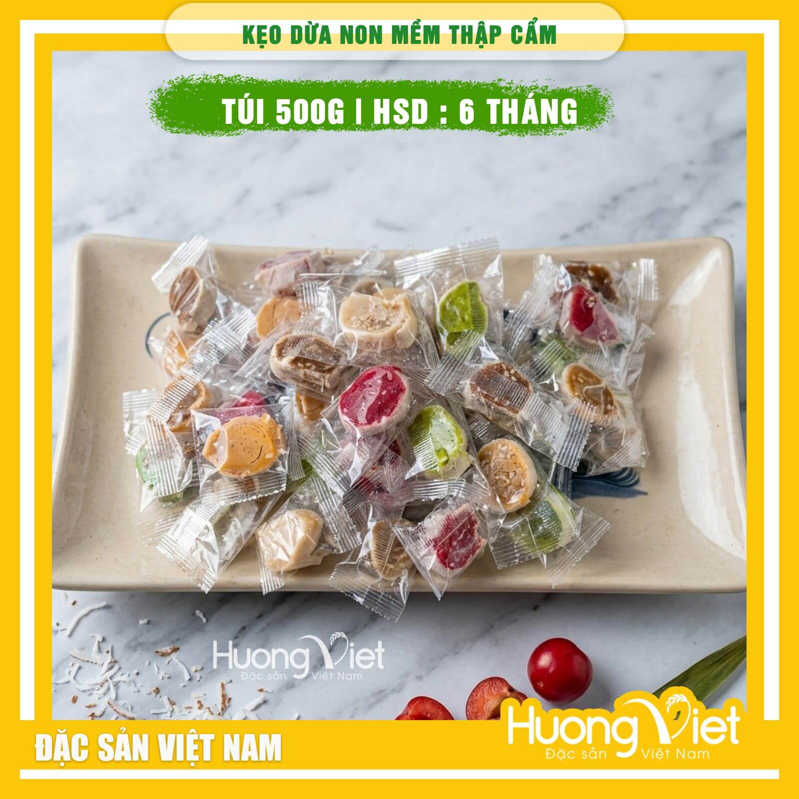 Kẹo dừa non Thập Cẩm Bến Tre - Hiệu Quê Dừa (Túi 500g)