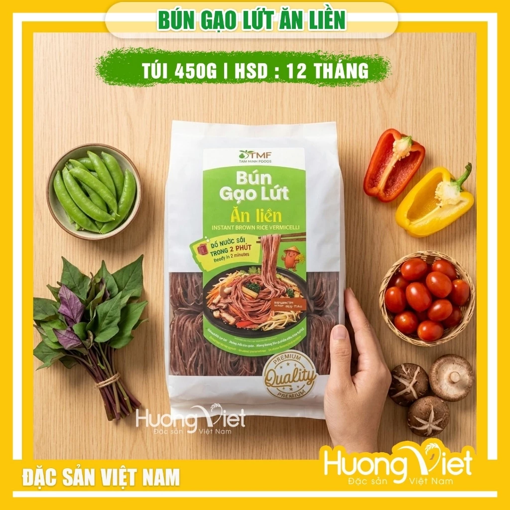 Bún gạo tam sắc rau củ ăn liền Tâm Minh Foods (Túi 450g)