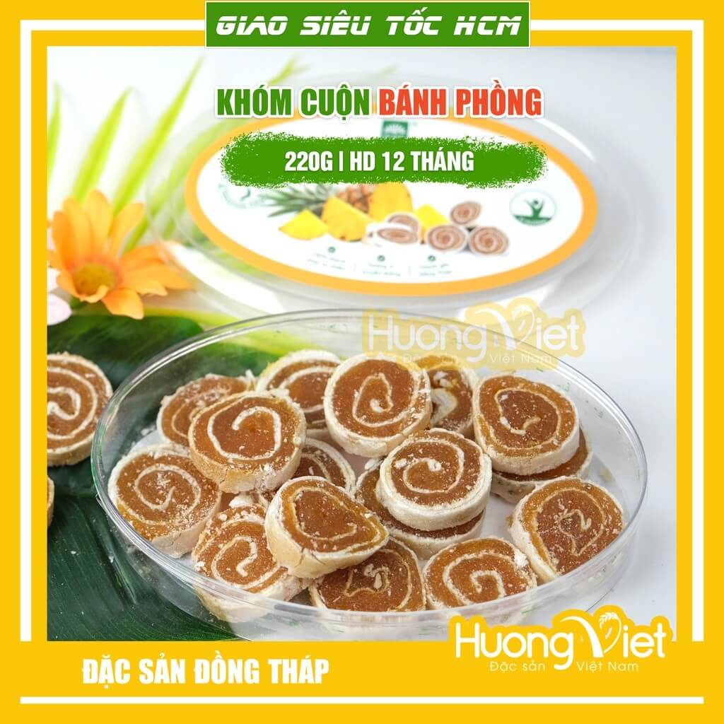 Bánh khóm cuộn Tư Bông đặc sản Đồng Tháp (Hộp 200g)