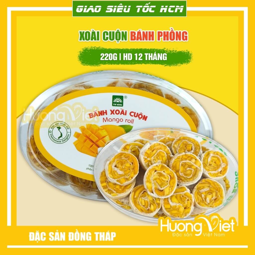Bánh xoài cuộn Tư Bông đặc sản Đồng Tháp (Hộp 200g)